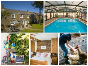 collage of images showing family friendly holidays at court farm