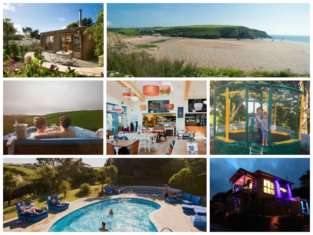 collage of images showing the park at mawgan porth