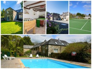 collage of images showing family friendly holidays at treworgey manor