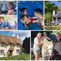 collage of photos showing child and family friendly holidays at bosinver farm cottages, cornwall