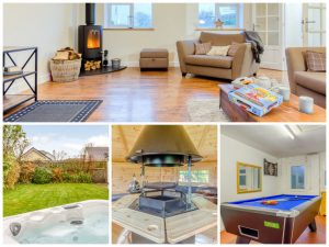 collage of images showing child and family friendly devon holidays at this beautiful rural cottage