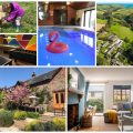 collage of images showing child and family friendly holidays at nethway farm, devon