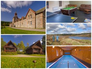 collage of images showing child and family friendly Scottish holidays at Tomich Holidays