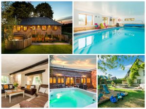 collage of images showing child and family friendly somerset holidays at lavender hill holidays