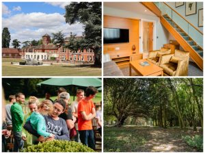 collage of images showing child and family friendly holidays at oakley hall hotel hampshire