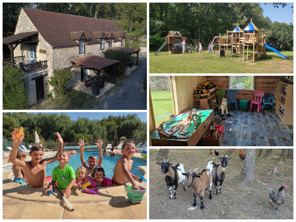 collage of images showing child and family friendly holidays at pagel france
