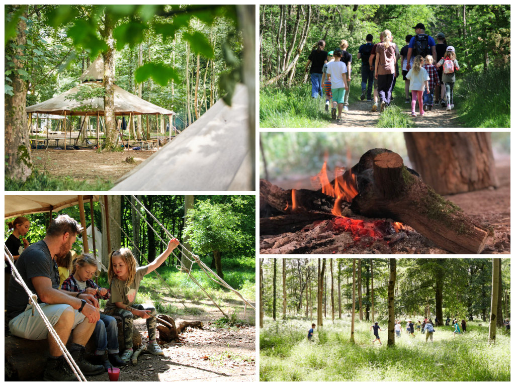 collage of images showing child and family friendly camping holidays at camp wilderness