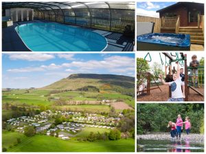 collage of images showing child and family friendly holidays at campsie glen holiday park