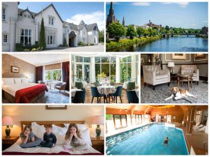 collage of images showing child and family friendly scottish hotel holidays at the kingsmills hotel, inverness