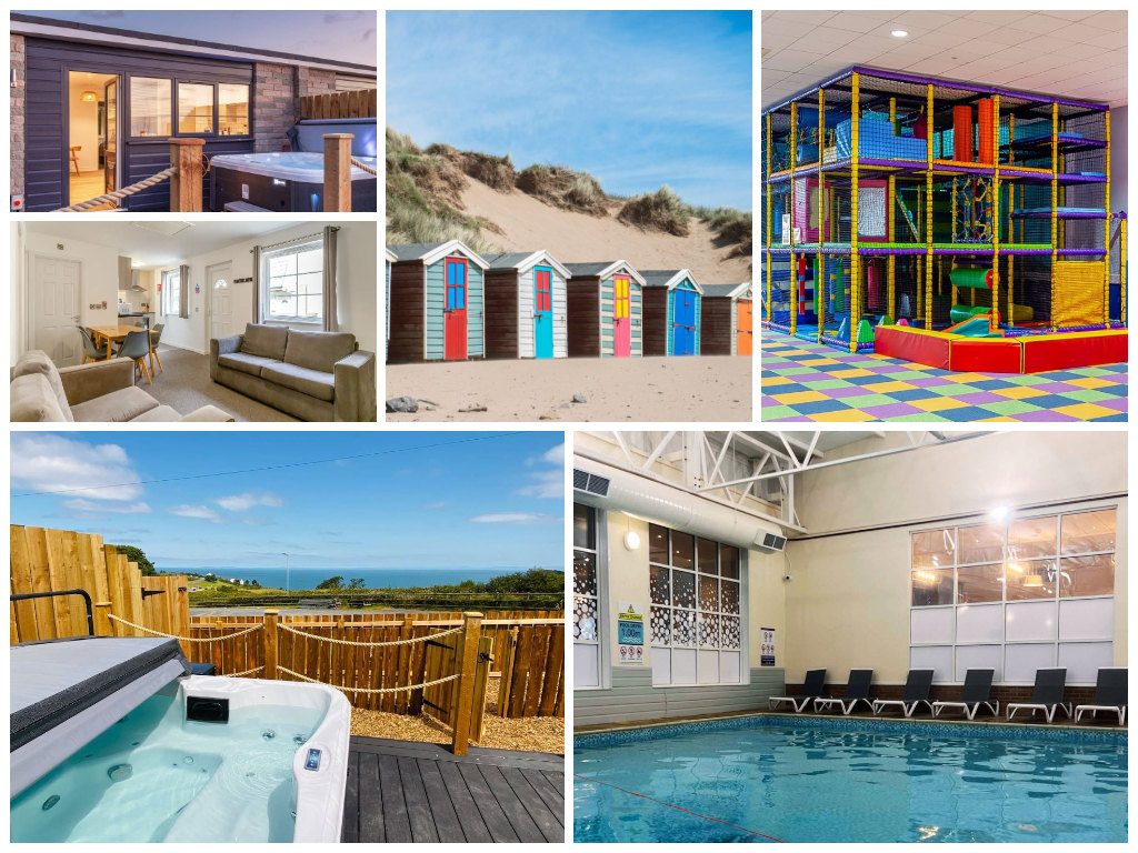 collage of images showing child and family friendly holidays at north devon resort